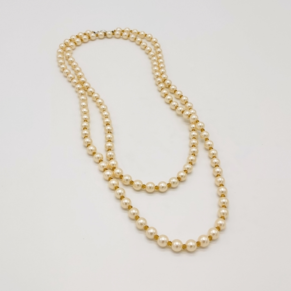 White pearl necklace | Faux pearl single strand necklace|Long necklace